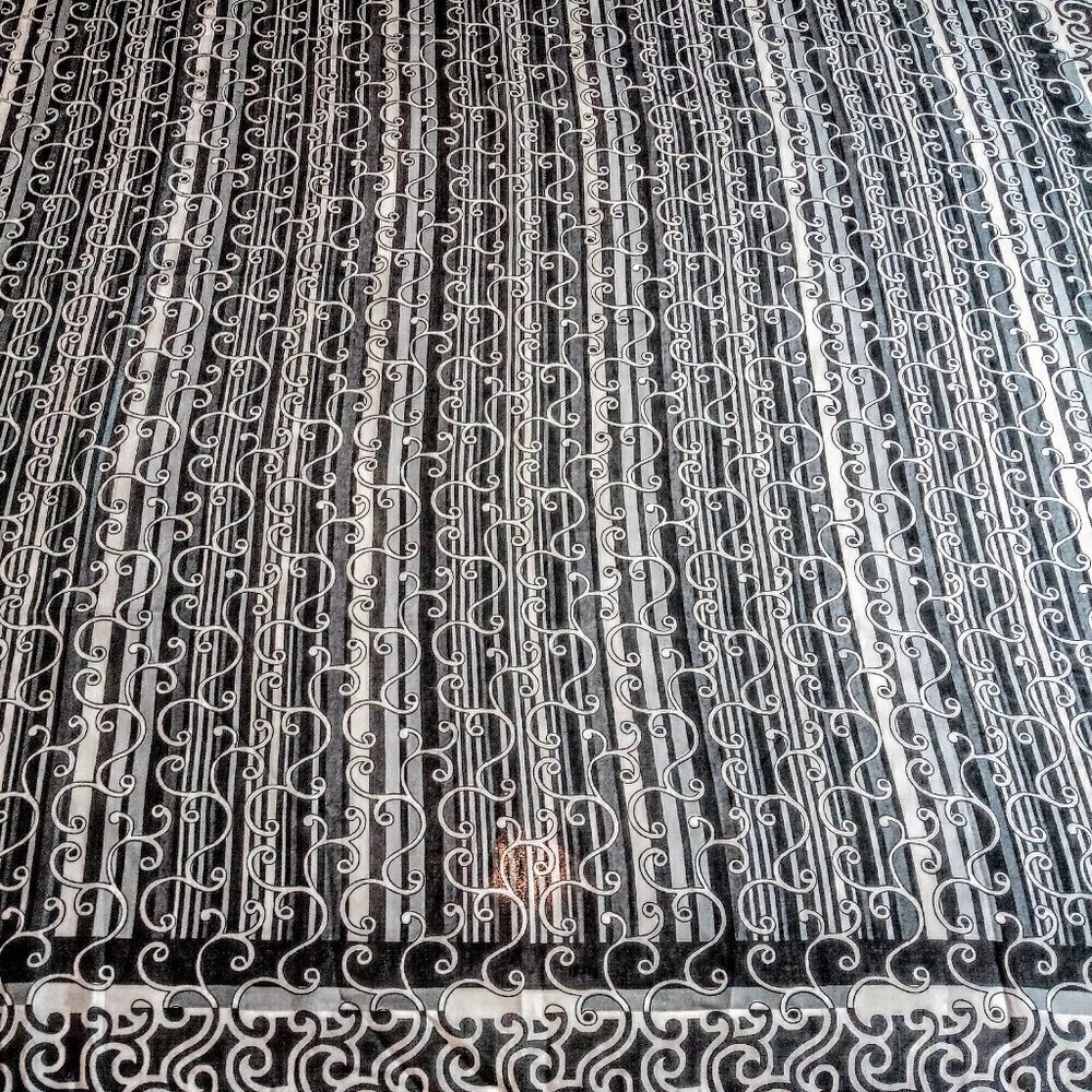 Tugra Sport Black & White Swirl Print Square Scarf